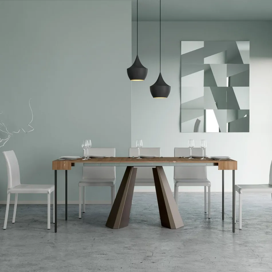 Consolle Allungabile a 300 cm con Gambe Finitura Orso Made in Italy - Destino Viadurini