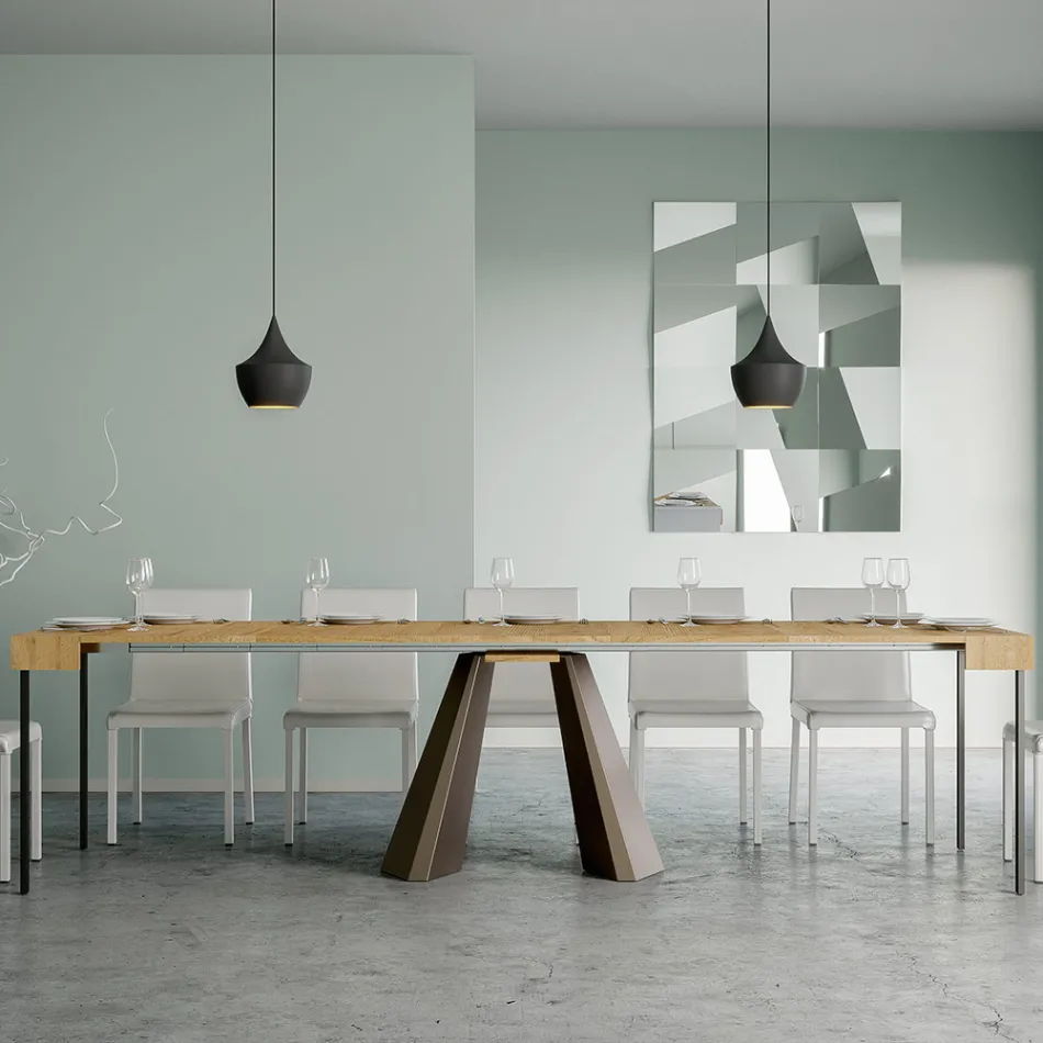 Consolle Allungabile a 300 cm con Gambe Finitura Orso Made in Italy - Destino Viadurini