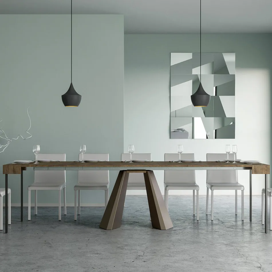 Consolle Allungabile a 300 cm con Gambe Finitura Orso Made in Italy - Destino Viadurini