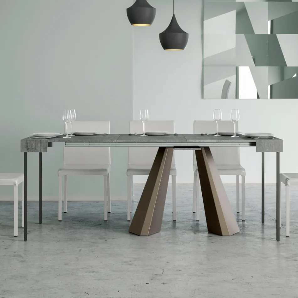 Consolle Allungabile a 300 cm con Gambe Finitura Orso Made in Italy - Destino Viadurini