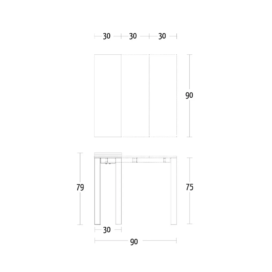 Consolle Allungabile fino a 90 cm in Nobilitato e Metallo Made in Italy - Borsa Viadurini