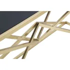 Consolle con Struttura in Metallo Dorato e Piano in Vetro Nero - Eritrea Viadurini