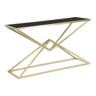 Consolle con Struttura in Metallo Dorato e Piano in Vetro Nero - Eritrea Viadurini