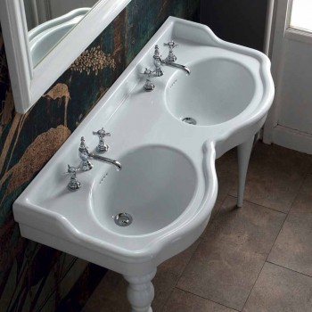 Consolle da bagno classica a doppia vasca fatta in Italia, Magda