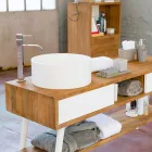 Consolle da bagno di design moderno da terra in teak naturale Pistoia Viadurini