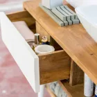 Consolle da bagno di design moderno da terra in teak naturale Pistoia Viadurini