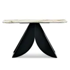 Consolle da Soggiorno in Metallo e Piano in Ceramica Effetto Marmo - Cristina Viadurini