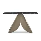 Consolle da Soggiorno in Metallo e Piano in Ceramica Effetto Marmo - Cristina Viadurini