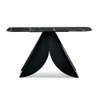 Consolle da Soggiorno in Metallo e Piano in Ceramica Effetto Marmo - Cristina Viadurini