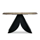 Consolle da Soggiorno in Metallo e Piano in Vetro Martellato Retroargentato - Cristina Viadurini