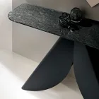 Consolle da Soggiorno in Metallo e Piano in Vetro Martellato Retroargentato - Cristina Viadurini