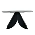 Consolle da Soggiorno in Metallo e Piano in Vetro Martellato Retroargentato - Cristina Viadurini