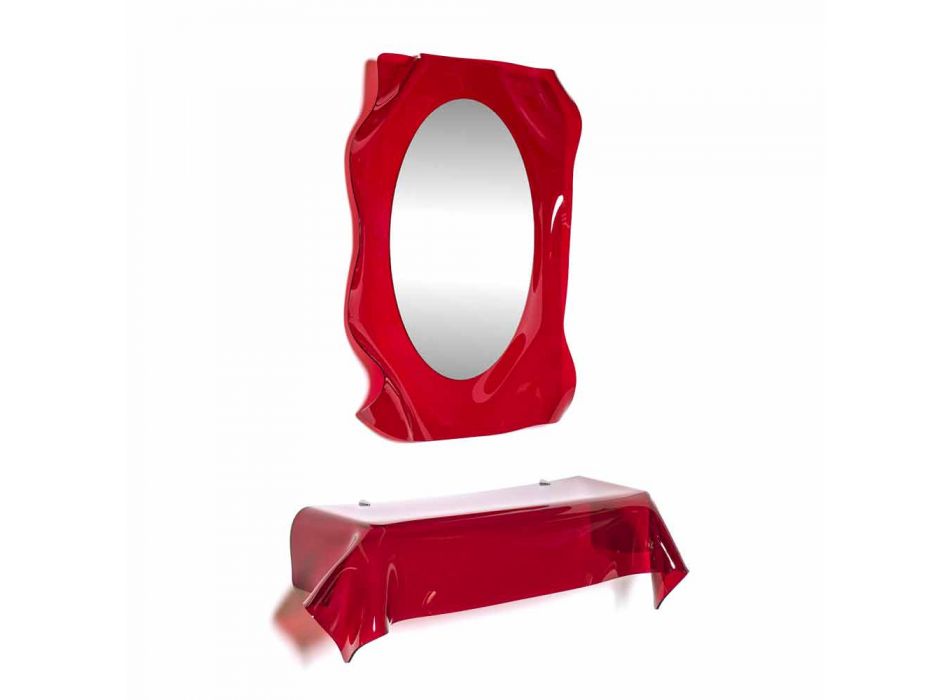 Consolle design moderno in plexiglass rosso traspar. drappeggiato Wish