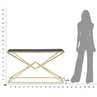 Consolle Dorata con Struttura in Metallo e Piano in Vetro Nero - Eritrea Viadurini