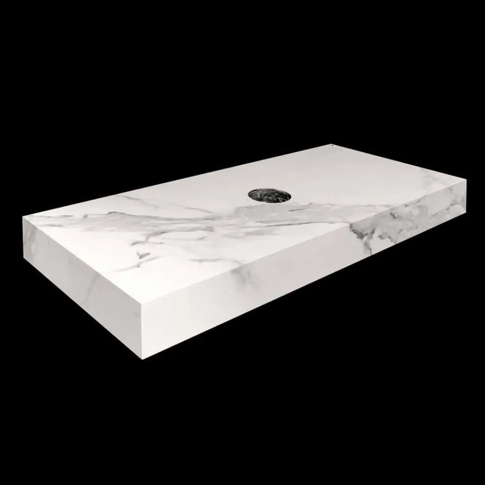 Consolle e Mensola da Bagno in Gres e Lavabo in Vetrochina, 4 Colori - Rametina Viadurini