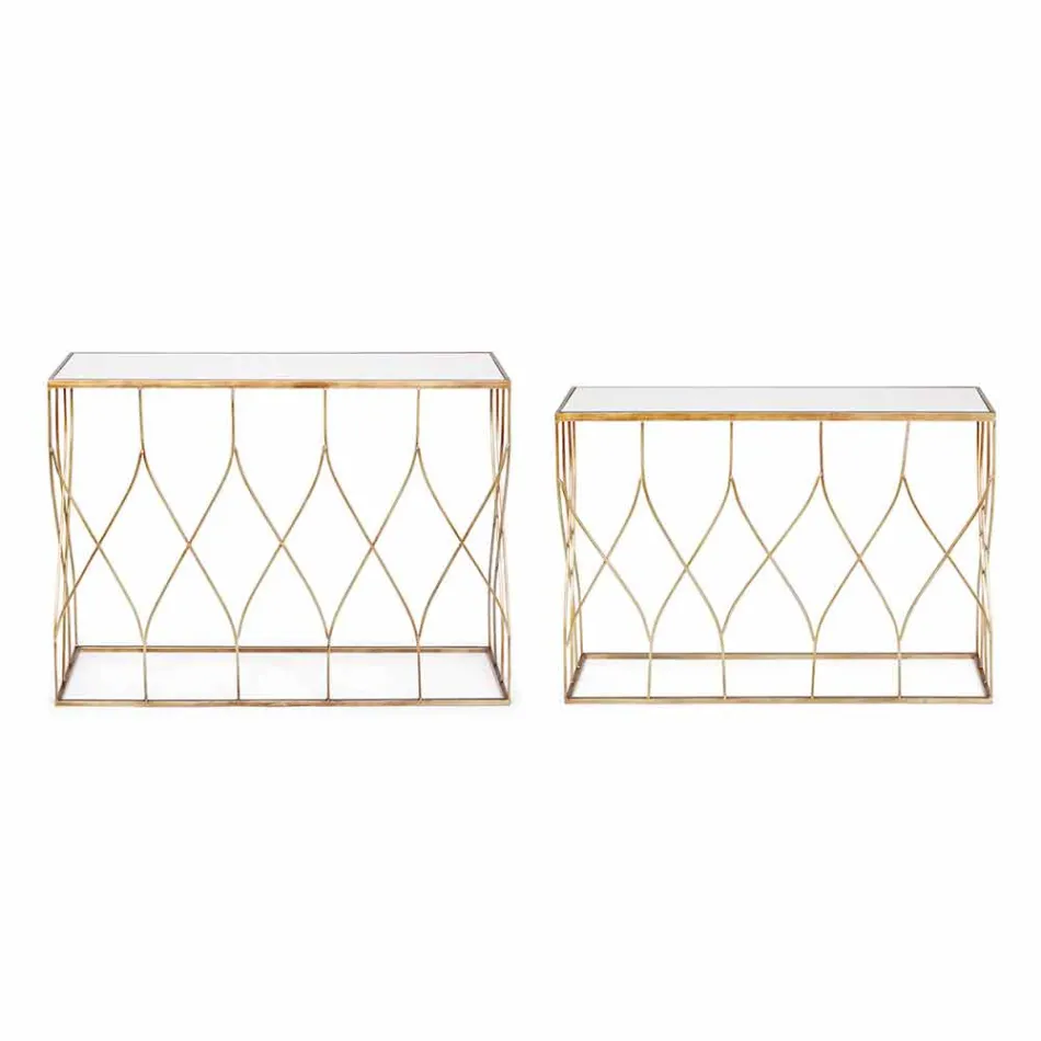 Consolle Elegante in Acciaio e Vetro di Design Moderno e Glamour 2 Pezzi - Irene Viadurini