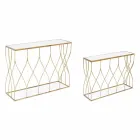 Consolle Elegante in Acciaio e Vetro di Design Moderno e Glamour 2 Pezzi - Irene Viadurini