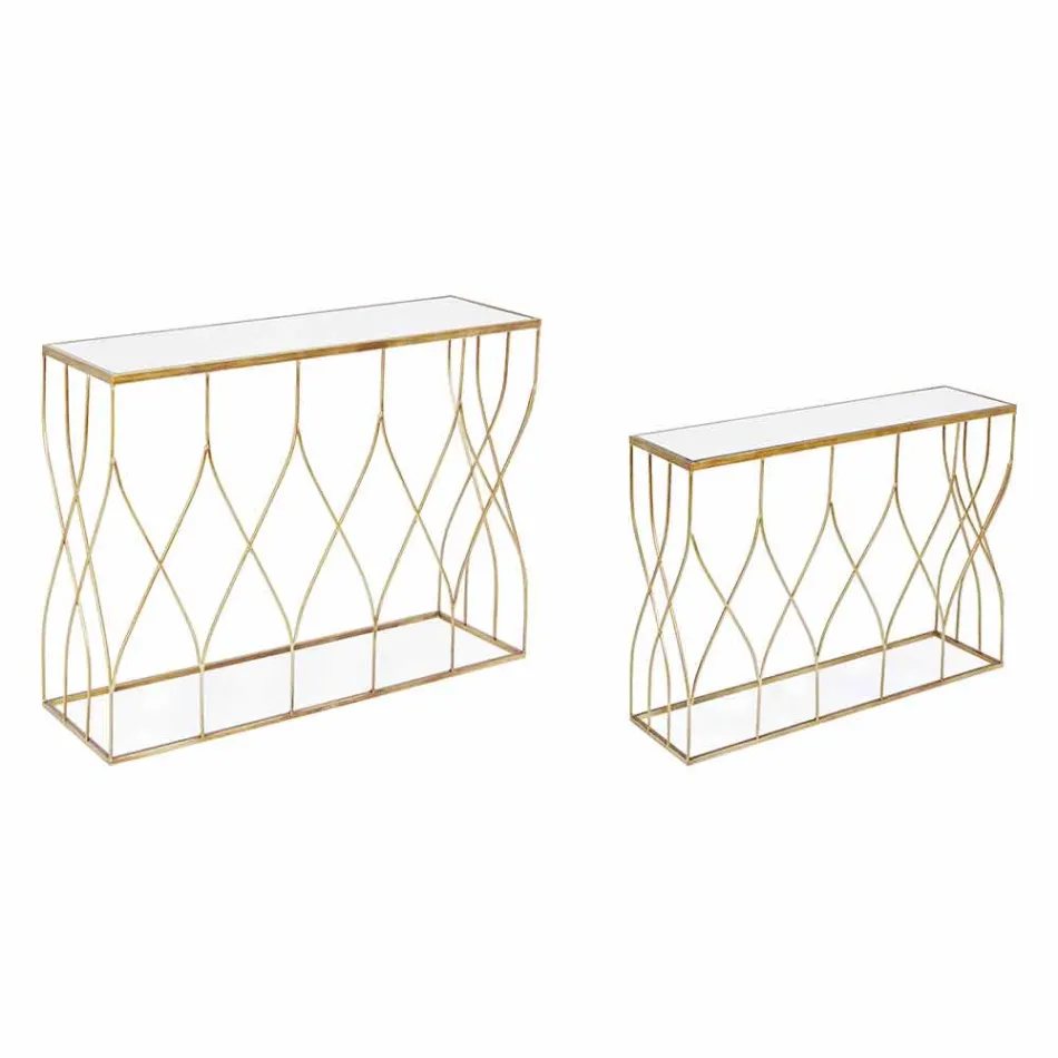 Consolle Elegante in Acciaio e Vetro di Design Moderno e Glamour 2 Pezzi - Irene Viadurini