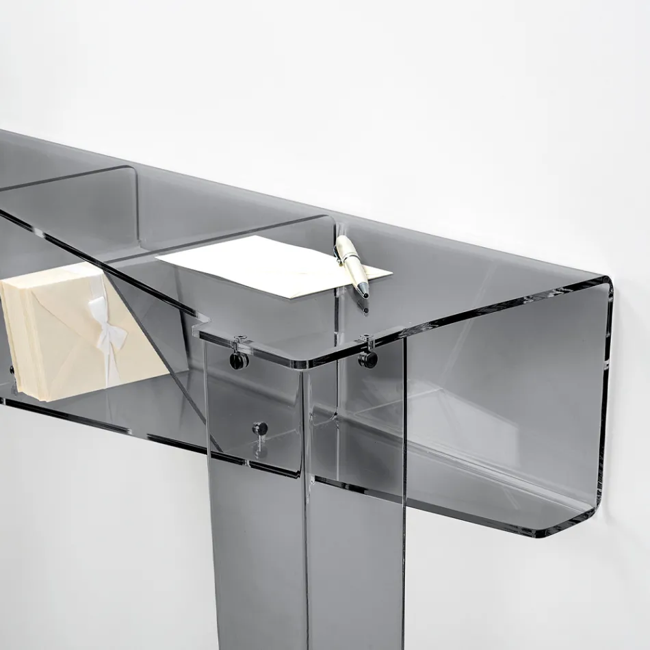 Consolle Fissa con 4 Vani Porta Oggetti in PMMA Made in Italy - Aladdin Viadurini