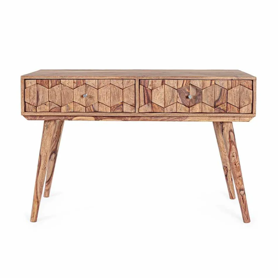 Consolle in Legno Sheesham a Due Cassetti Design di Lusso Homemotion - Fregene Viadurini