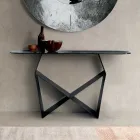 Consolle in Metallo e Piano in Vetro Martellato Retroargentato - Concordia Viadurini