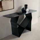 Consolle in Metallo e Piano in Vetro Martellato Retroargentato - Concordia Viadurini