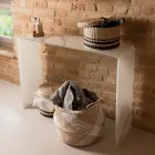 Consolle in Vetro Curvato Temperato 10mm Effetto Marmo - Agordo Viadurini