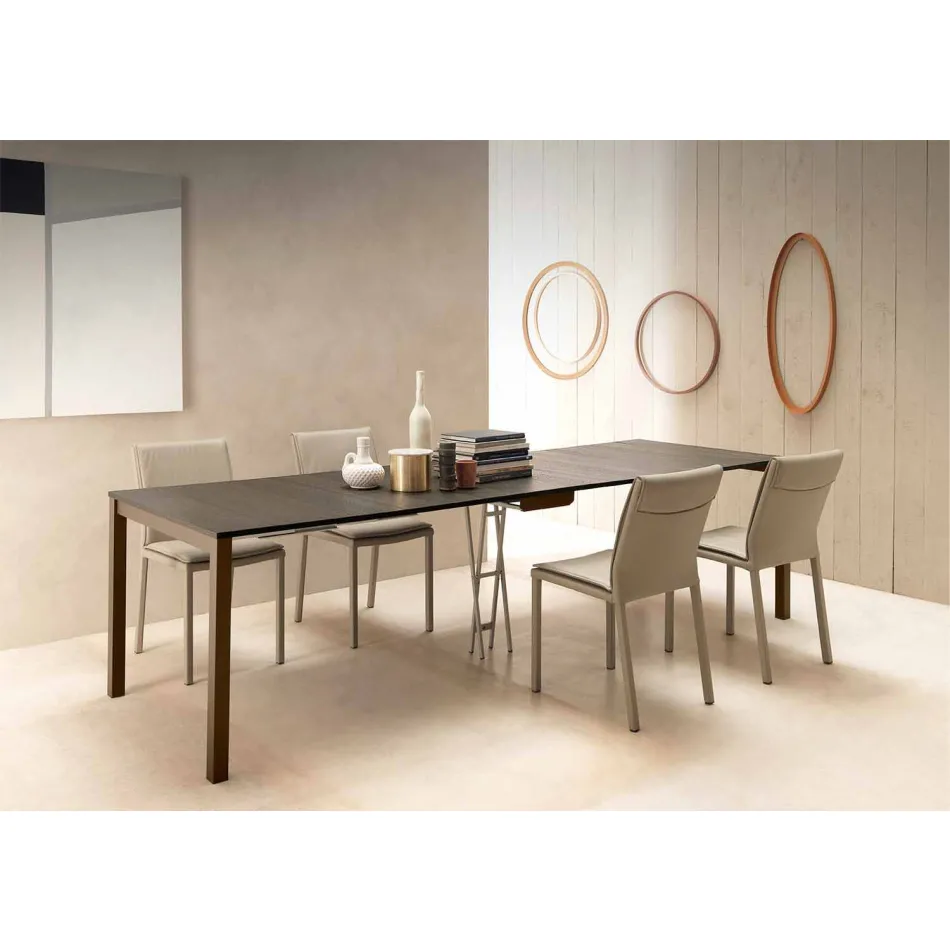 Consolle Moderna Allungabile in Legno Rovere e Metallo Made in Italy - Nappo Viadurini