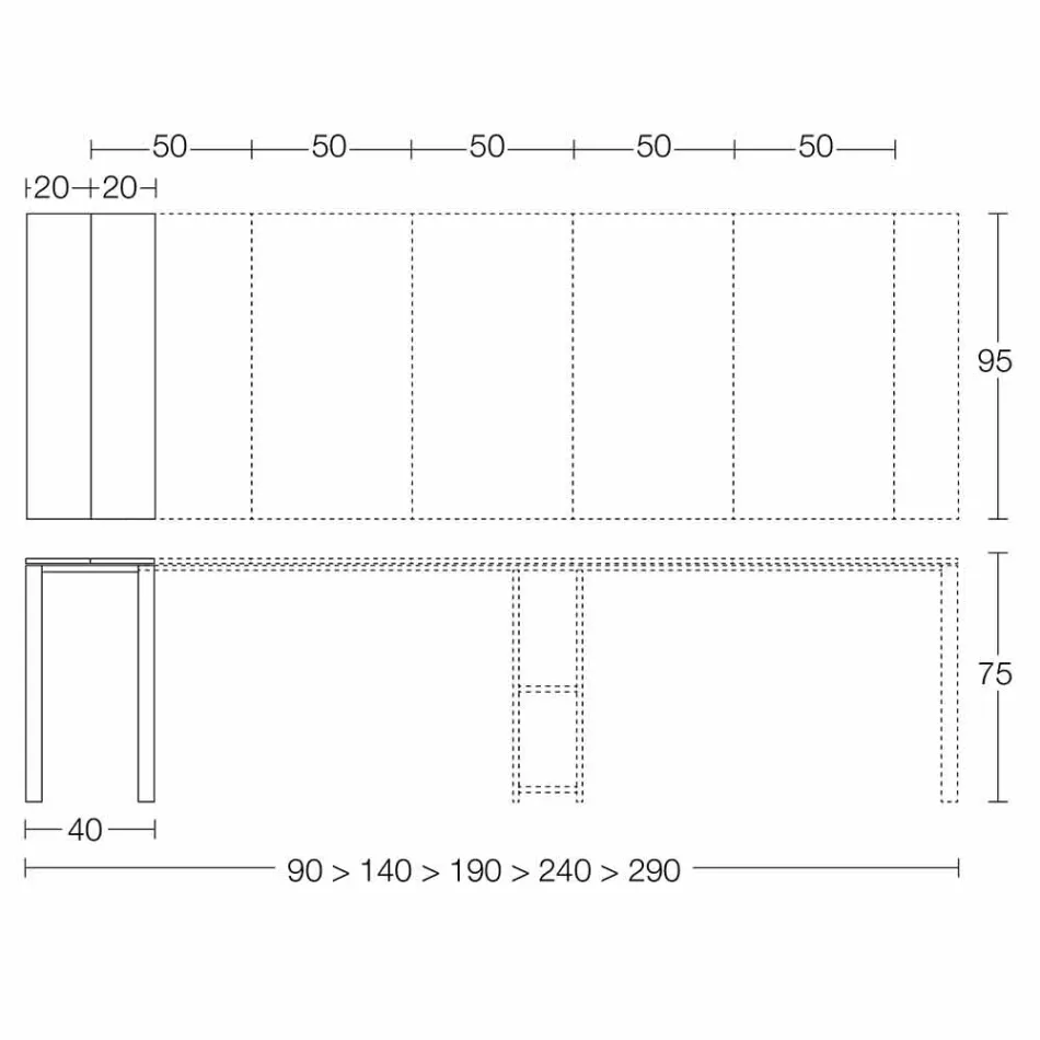 Consolle Moderna Allungabile in Legno Rovere e Metallo Made in Italy - Nappo Viadurini