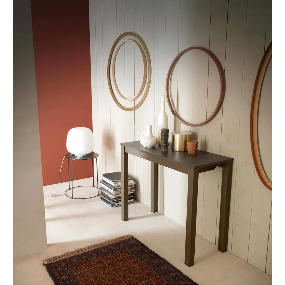 Consolle Moderna Allungabile in Legno Rovere e Metallo Made in Italy - Nappo Viadurini