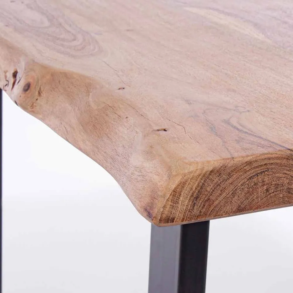 Consolle Moderna in Legno di Acacia e Acciaio Design Homemotion - Teresanna Viadurini