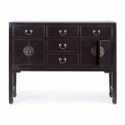 Consolle Nera in Legno di Olmo di Design Vintage 5 Cassetti Homemotion - Sonten Viadurini