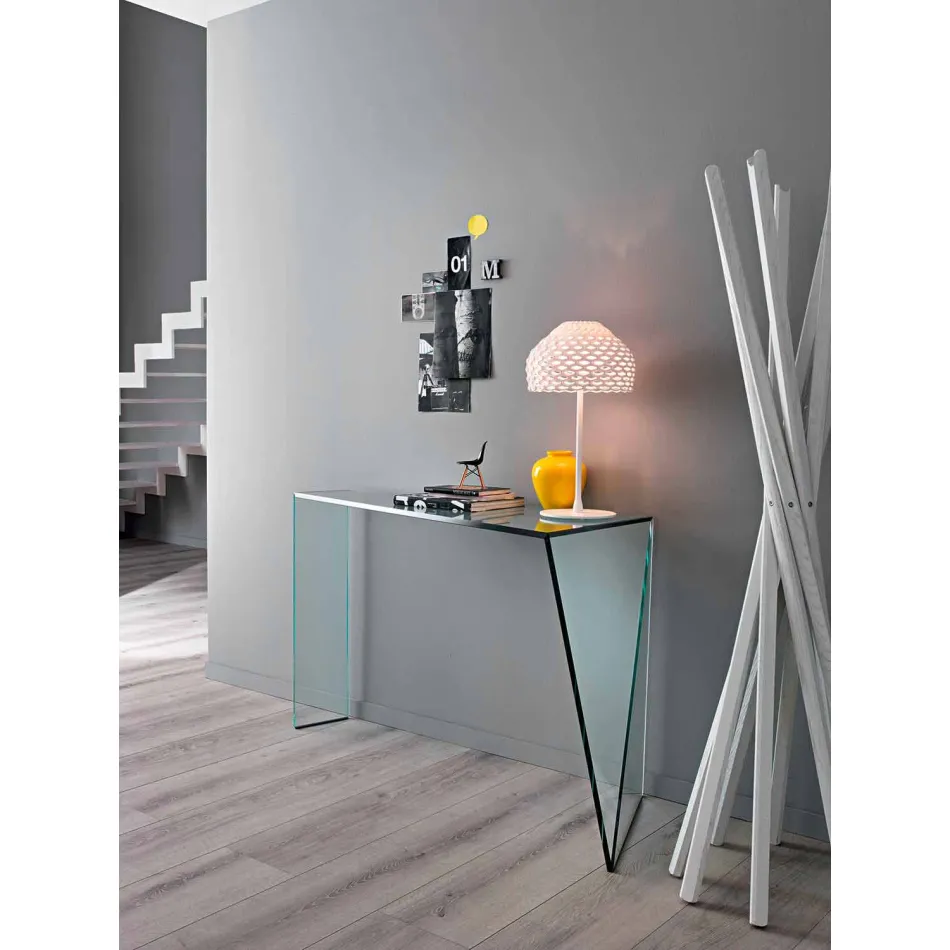 Consolle per Ingresso Moderna in Vetro Extrachiaro Made in Italy – Rosalia Viadurini