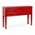 Consolle Rossa in Legno di Olmo a 3 Cassetti Design Vintage Homemotion - Sonten