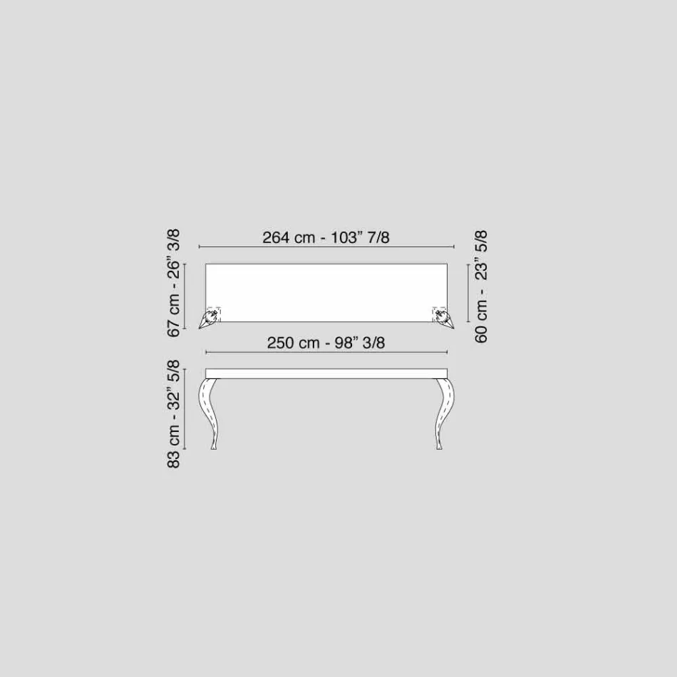 Consolle stile classico rivisitato in MDF e acciaio Luigi Viadurini