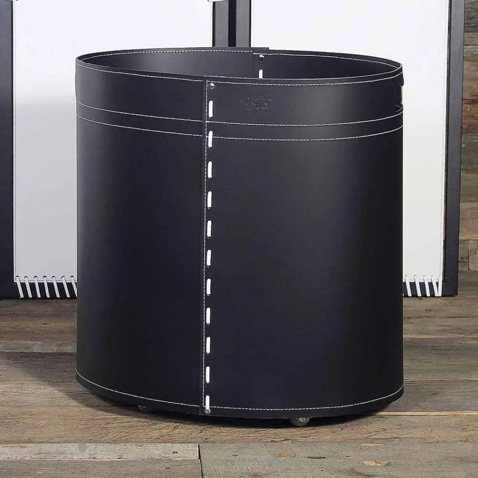 Contenitore Portalegna in Cuoio Astra 100% Made in Italy Viadurini