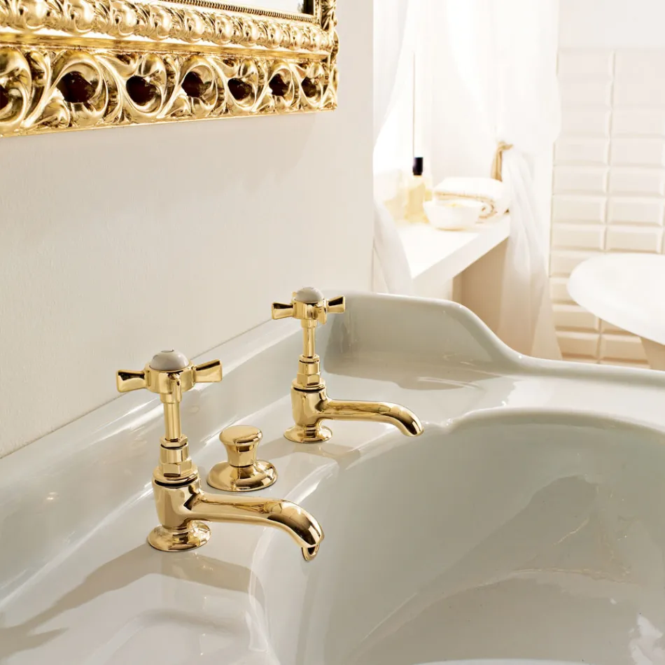 Coppia di Rubinetti per Lavabo Vintage in Ottone Made in Italy – Katerina Viadurini