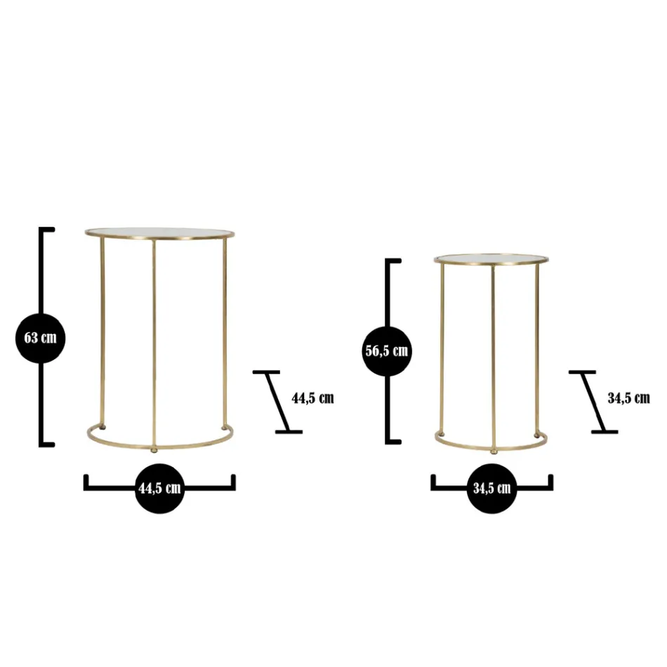 Coppia di Tavolini da Salotto Rotondi in Vetro e Ferro Dorato - Avola Viadurini