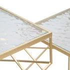 Coppia di Tavolini Portatelefono Quadrati in Ferro Dorato e Piano in Vetro - Pope Viadurini