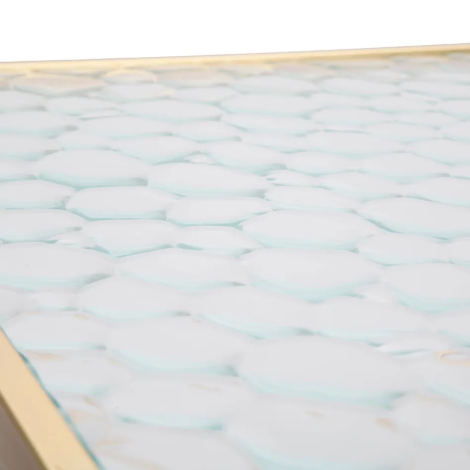 Coppia di Tavolini Portatelefono Quadrati in Ferro Dorato e Piano in Vetro - Pope Viadurini