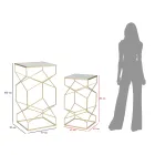 Coppia di Tavolini Portatelefono Quadrati in Ferro Dorato e Piano in Vetro - Pope Viadurini