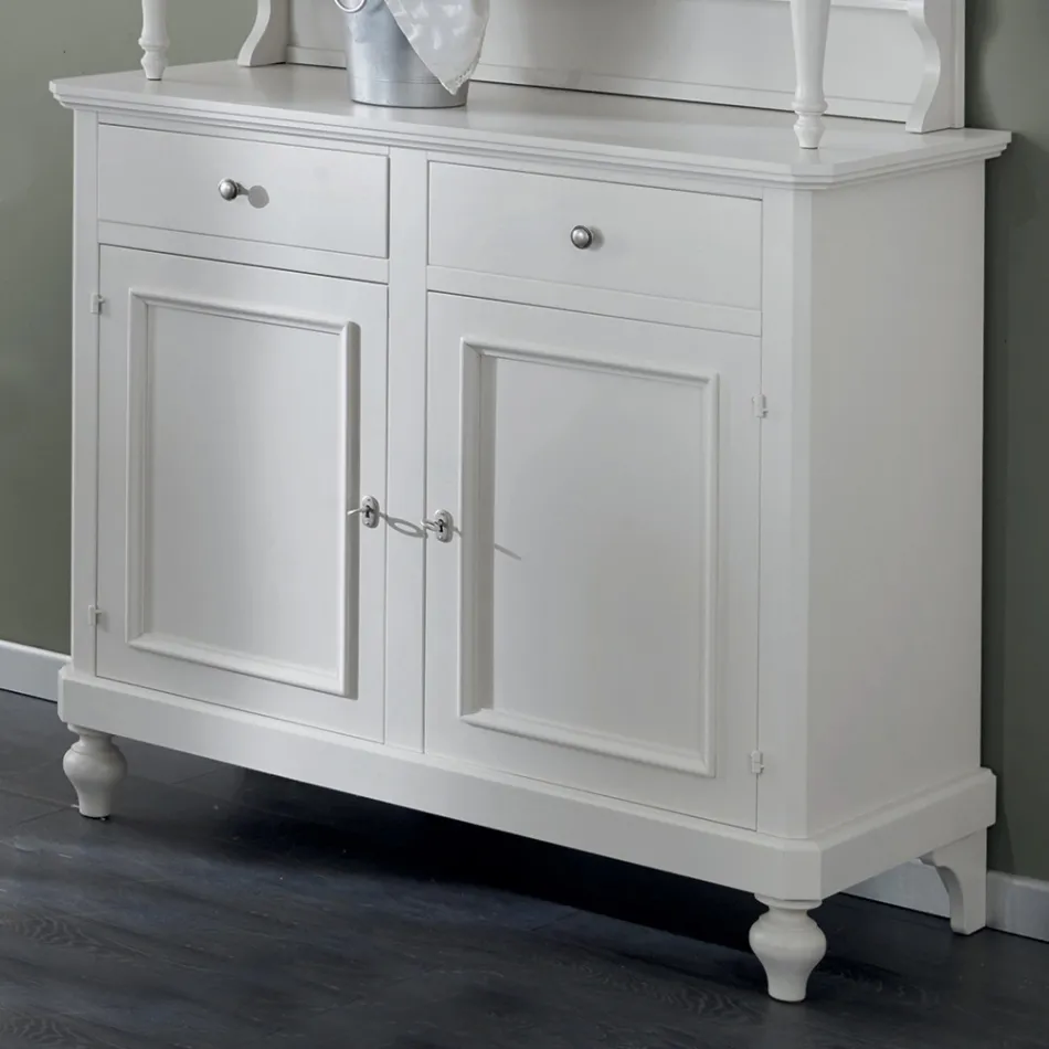 Credenza Alta con Vetrina da Soggiorno in Legno Made in Italy - Bran Viadurini