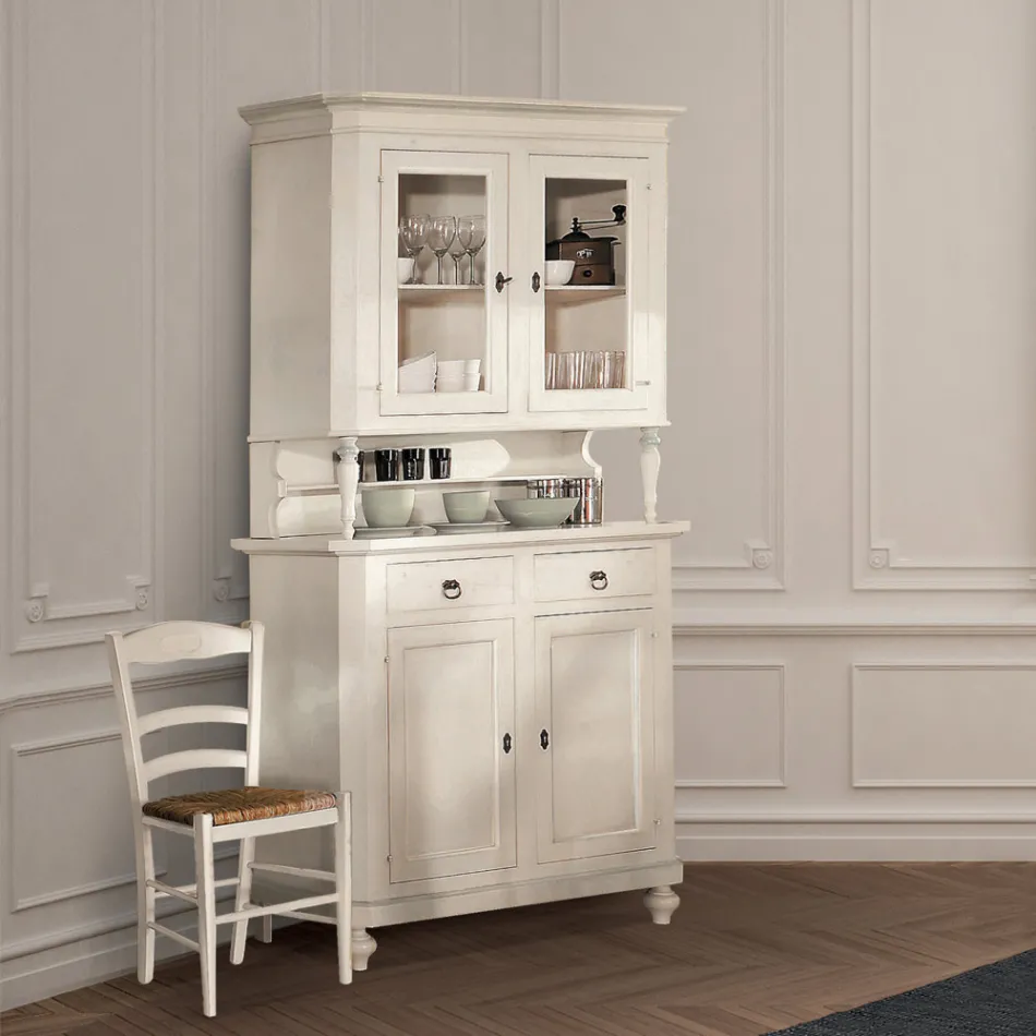 Credenza Alta con Vetrina da Soggiorno in Legno Made in Italy - Bran Viadurini