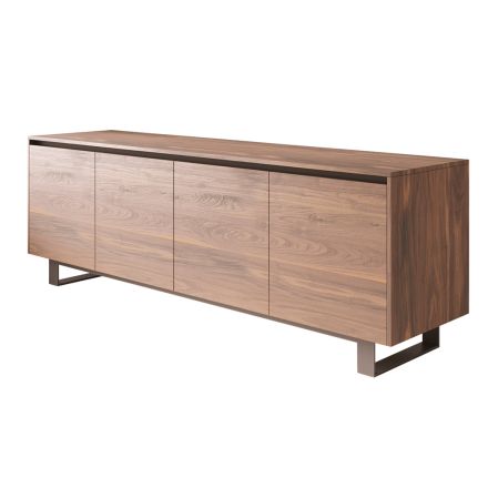 Credenza Alta in Legno con Base in Metallo Made in Italy - Berta Viadurini