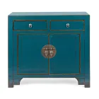 Credenza Bassa 2 Ante e 2 Cassetti in Legno di Olmo Blu Homemotion - Konan Viadurini