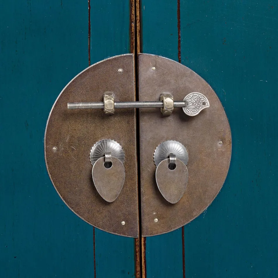 Credenza Bassa 2 Ante e 2 Cassetti in Legno di Olmo Blu Homemotion - Konan Viadurini