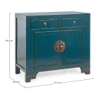Credenza Bassa 2 Ante e 2 Cassetti in Legno di Olmo Blu Homemotion - Konan Viadurini