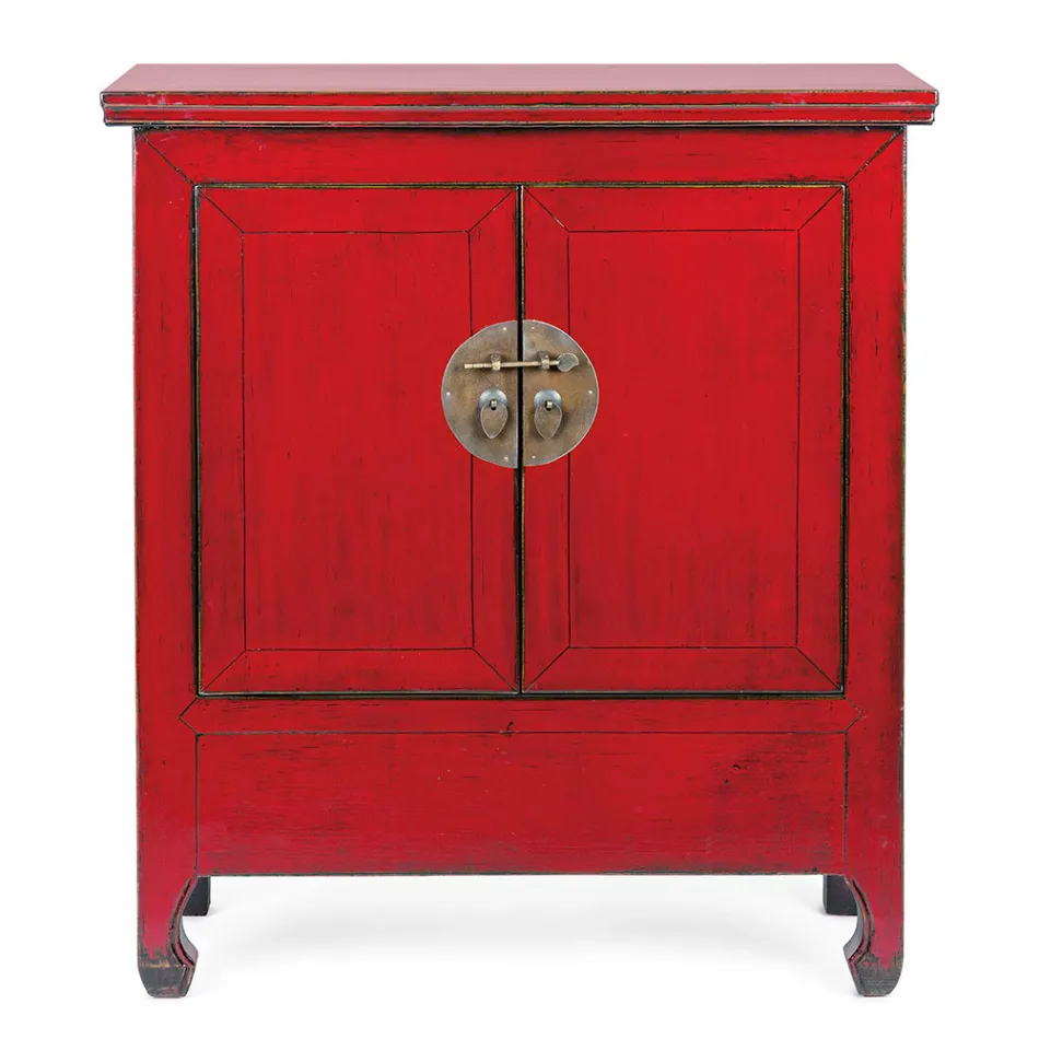 Credenza Bassa a 2 Ante Vintage in Legno di Olmo Rosso Homemotion - Konan Viadurini
