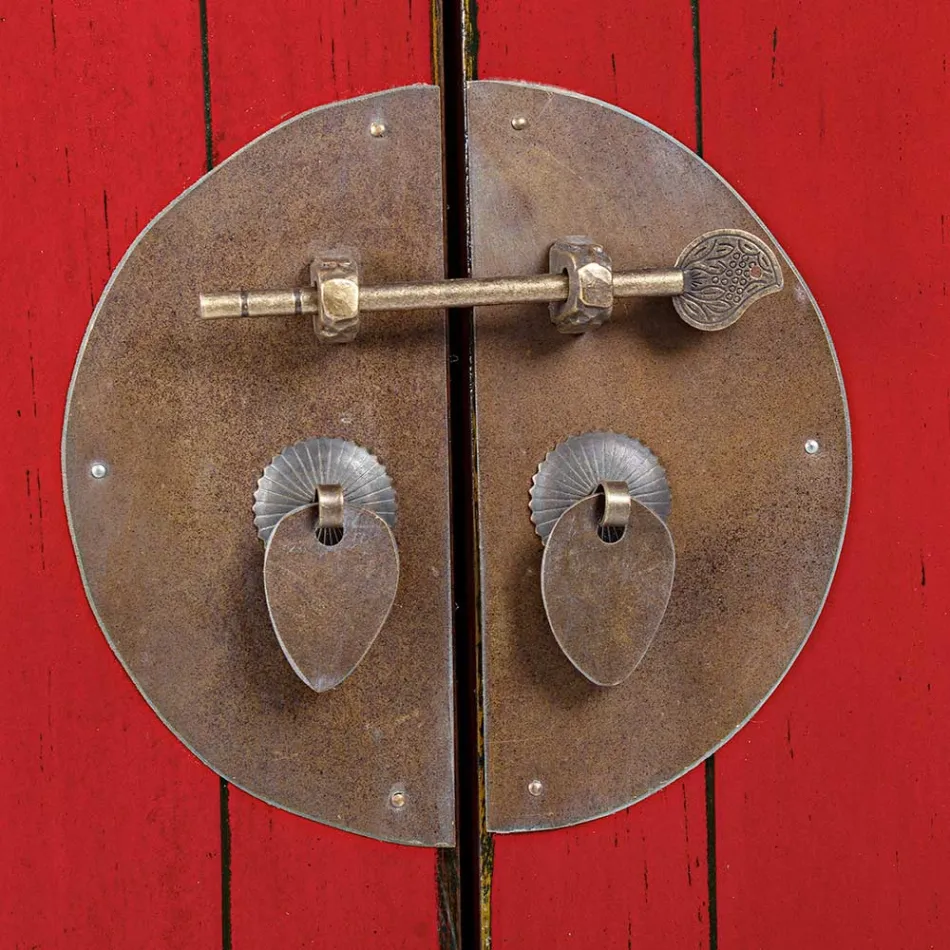 Credenza Bassa a 2 Ante Vintage in Legno di Olmo Rosso Homemotion - Konan Viadurini