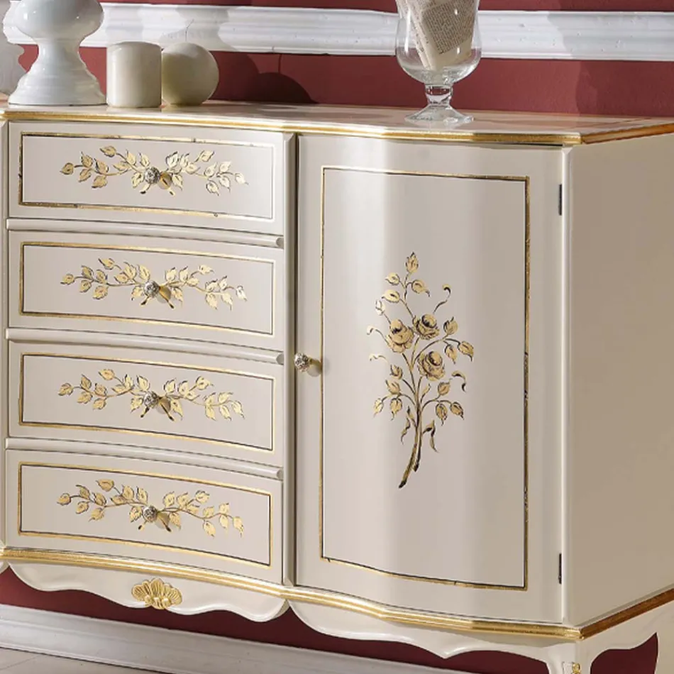 Credenza Classica 2 Ante e 4 Cassetti in Legno Made in Italy - Windsor Viadurini